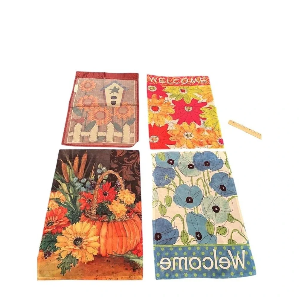 Breeze Art Set of 4 Double-Sided Garden Welcome Flags Multicolor‎ outdoor decor